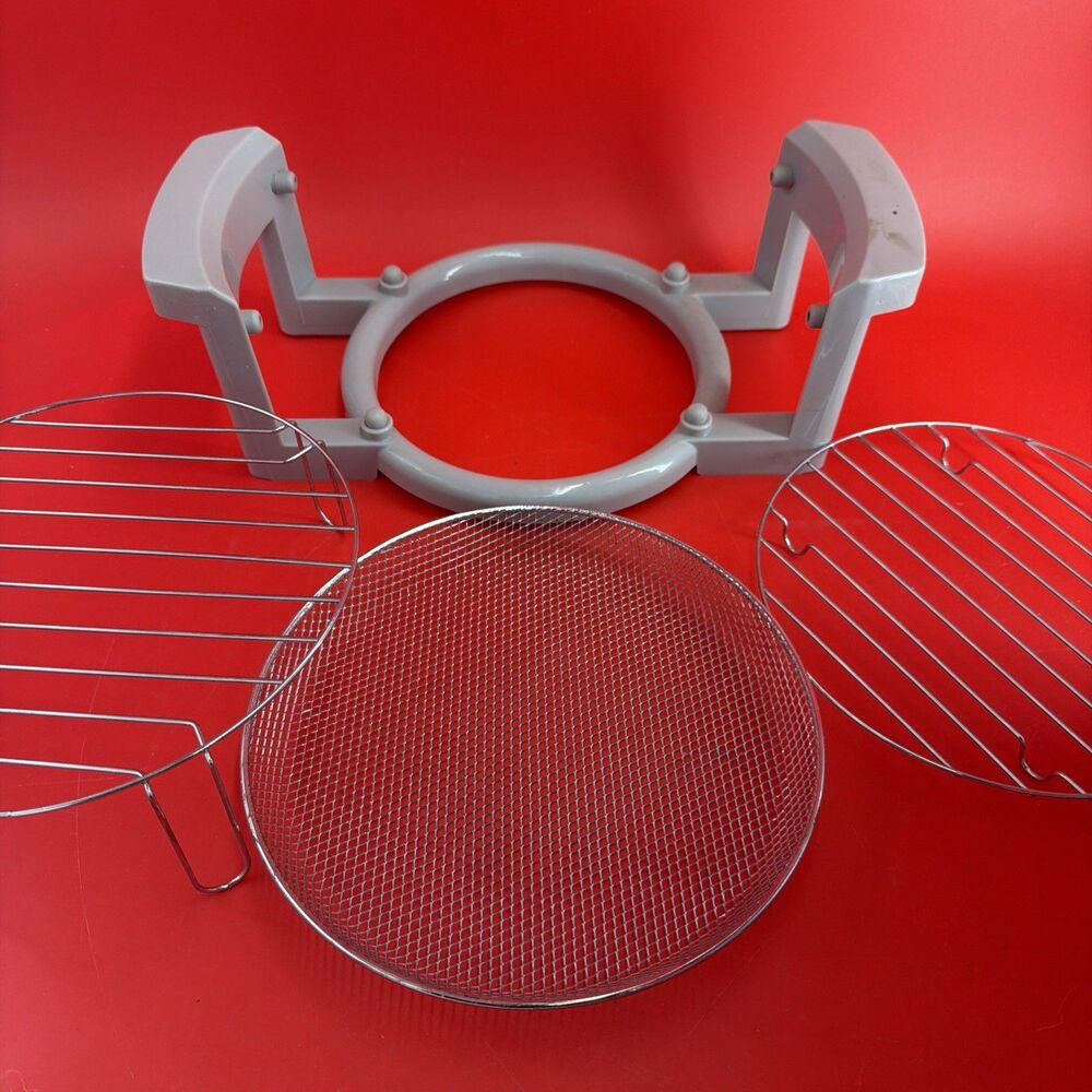 Big Boss 16 Quart Oil-Less Fryer Replacement Mesh Basket Racks Handle 8605 4 Pcs